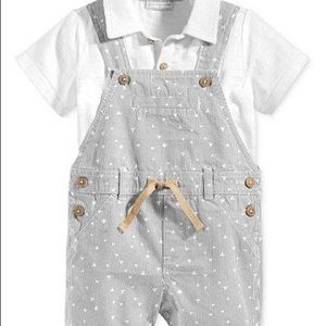 First Impressions white collared shirt & overalls